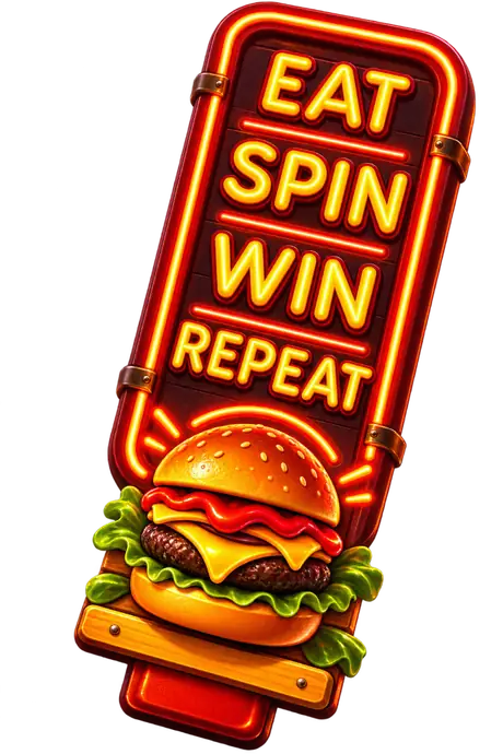 Neonbord van BunsBet met de tekst Eat Spin Win Repeat